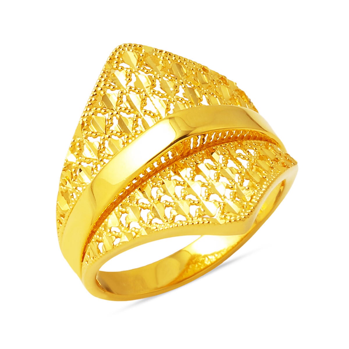 14K Yellow Gold Honeycomb Ring (3.11 g)