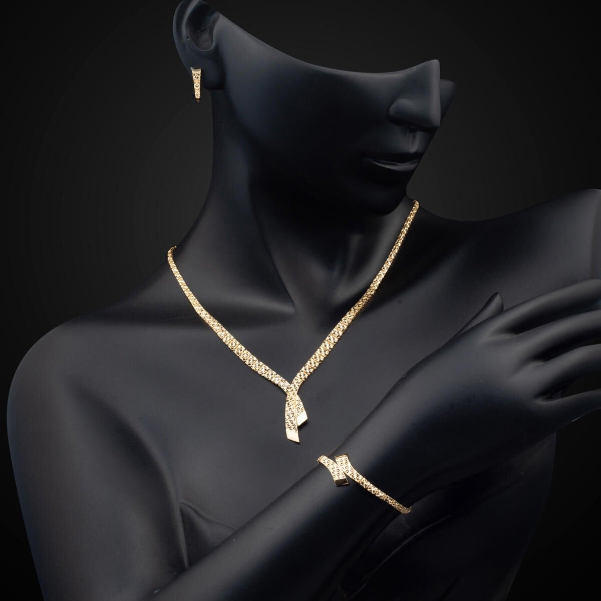14K Yellow Gold Drop Design Jewelry Set