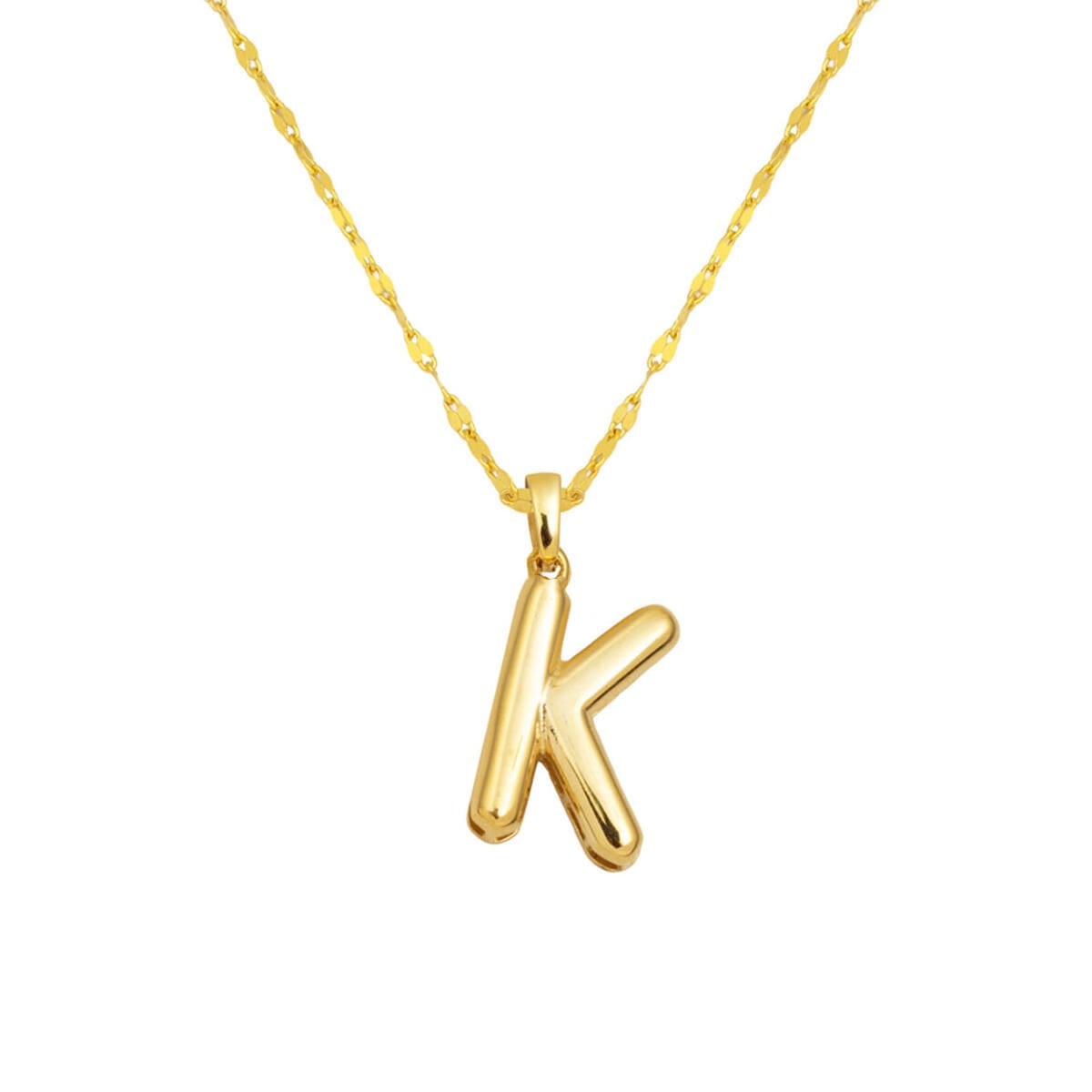 14K Yellow Gold Balloon Initial K Necklace