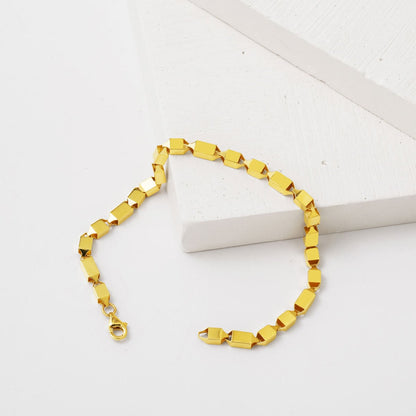 14K Yellow Gold Cube Modern Bracelet