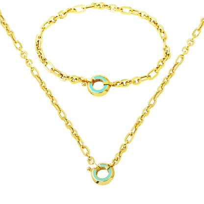 14K Yellow Gold Turkuaz Hoop Jewelry Set