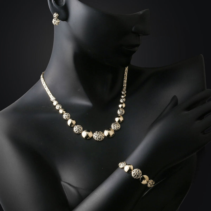 14K Yellow Gold Sphere Sparkling Wedding Set
