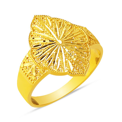 14K Yellow Gold Sparkle Hand Engraved Ring