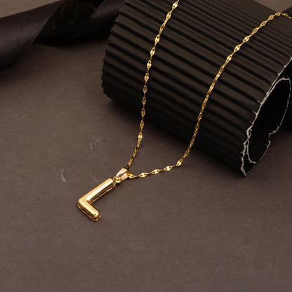14K Yellow Gold Balloon Initial L Necklace