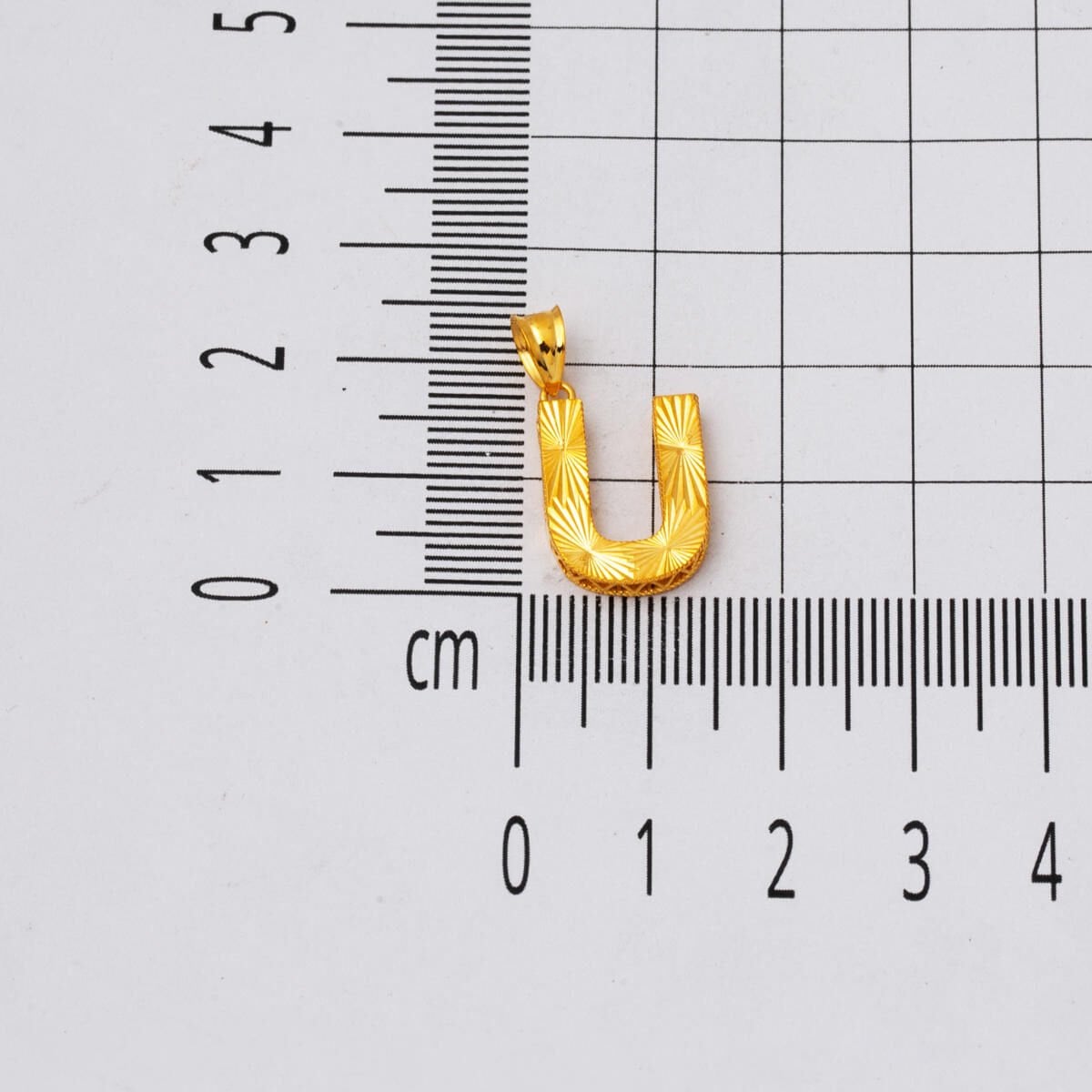 22K Yellow Gold Dimensional Initial U Pendant | Goldia.com