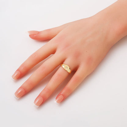 14K Yellow Gold Minimalist Star Signet Cubic Zirconia Ring