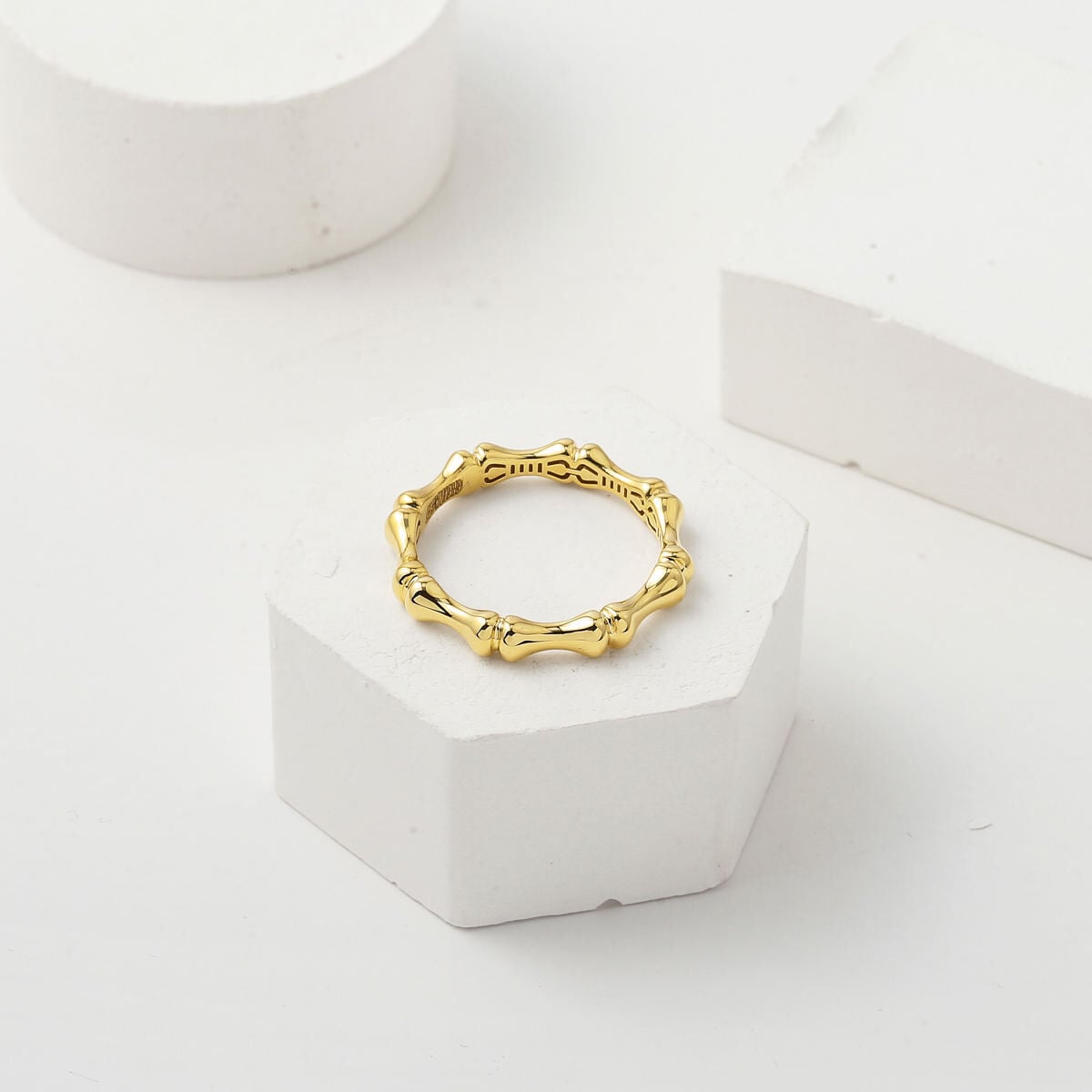 14K Yellow Gold Bone Design Minimalist Ring
