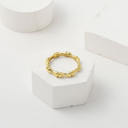 14K Yellow Gold Bone Design Minimalist Ring