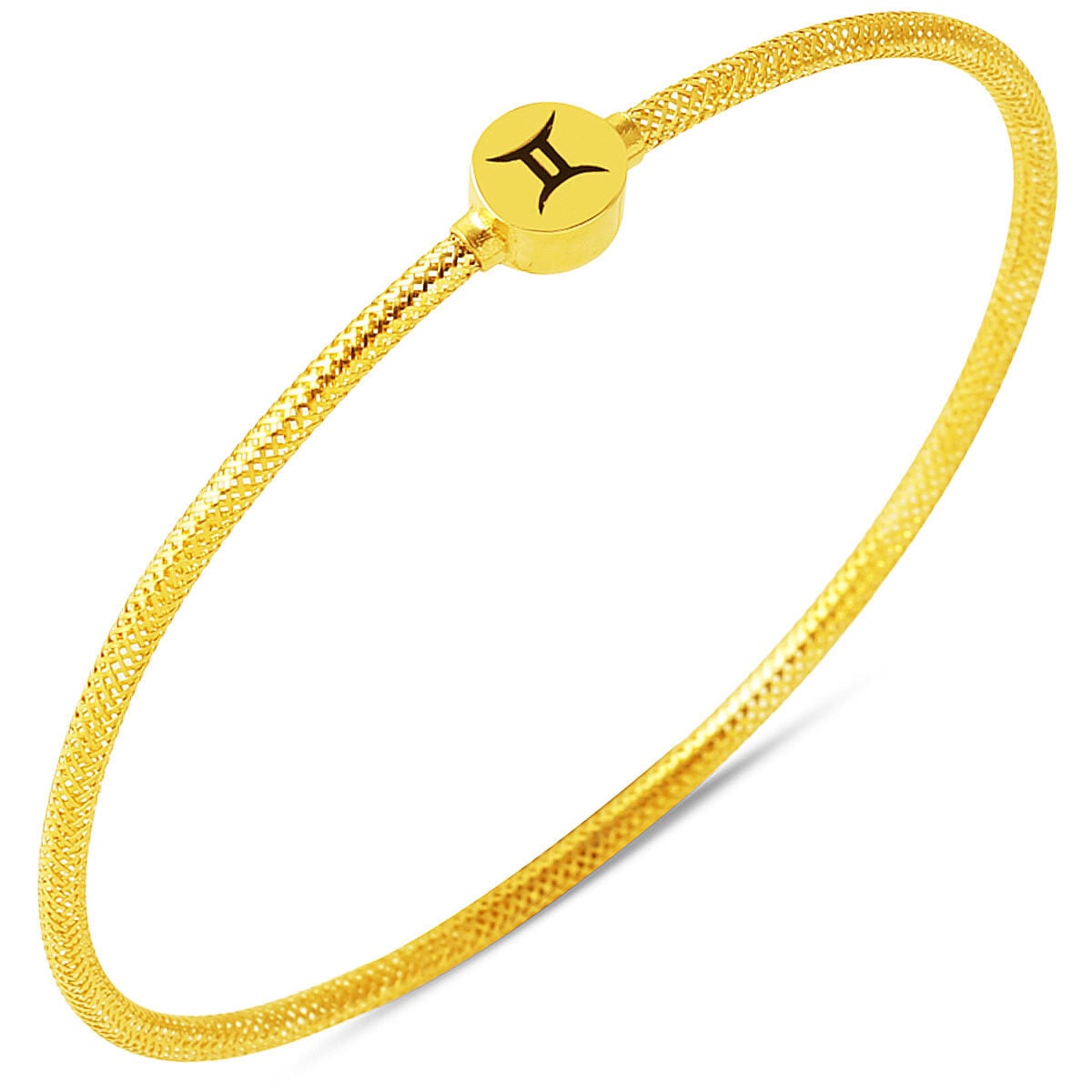 14K Yellow Gold Gemini Zodiac Italian ID Bracelet