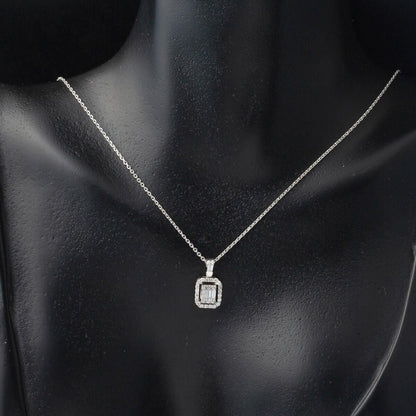 14K White Gold 0.67 Ct Baguette Diamond Necklace Earrings Set