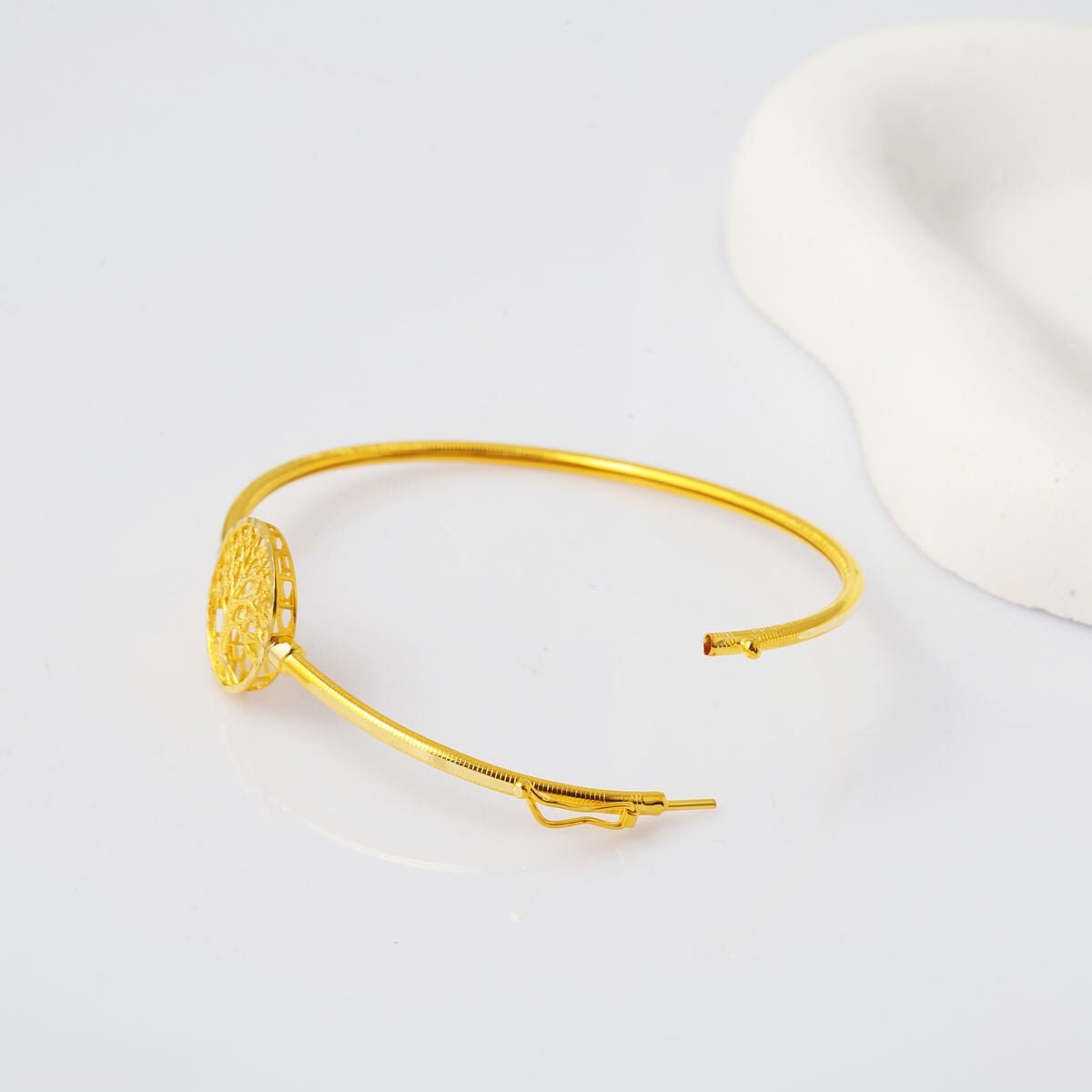 14K Yellow Gold Life Tree Ajda Lock Bangle