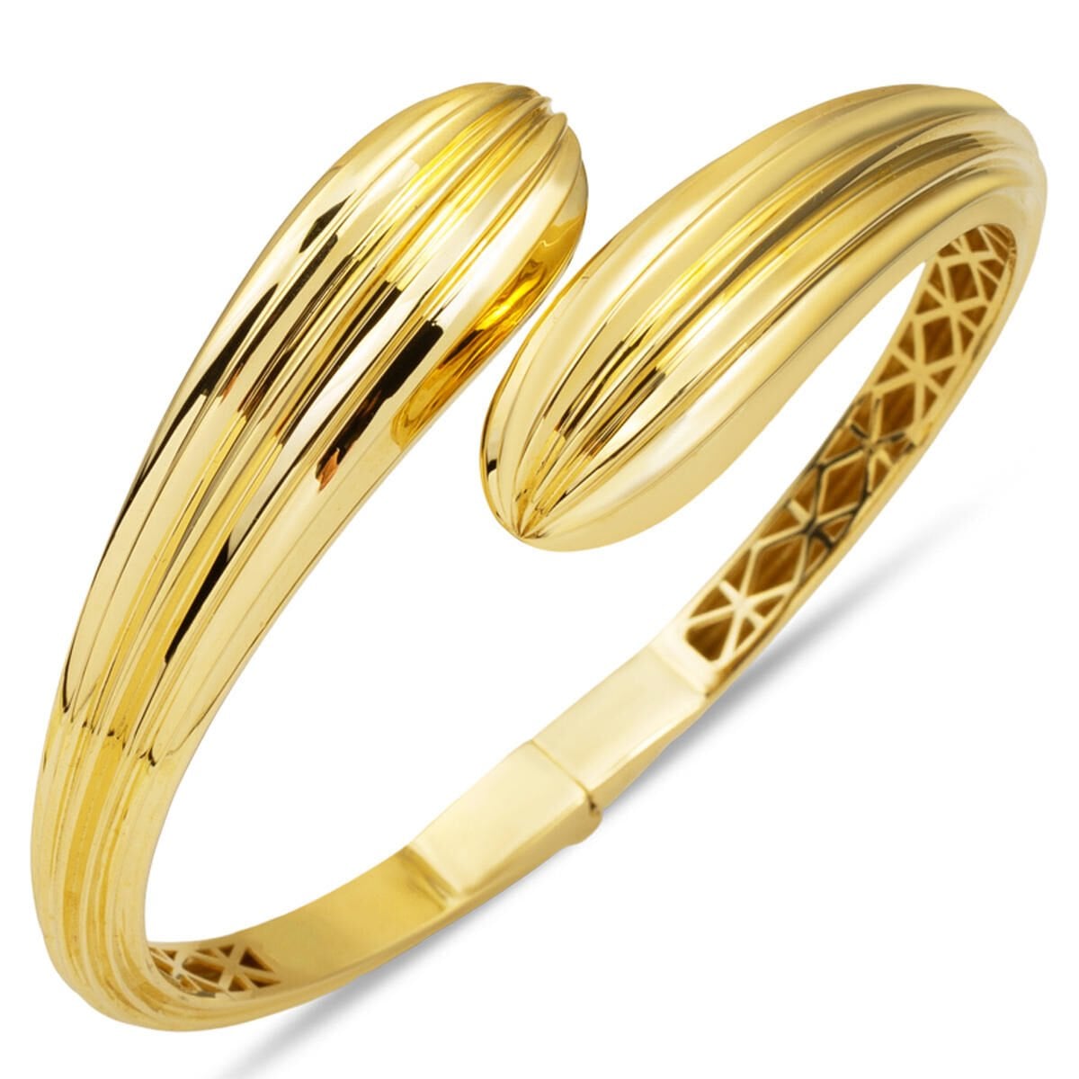 14K Yellow Gold Italian Design Hinged Cuff Bangle