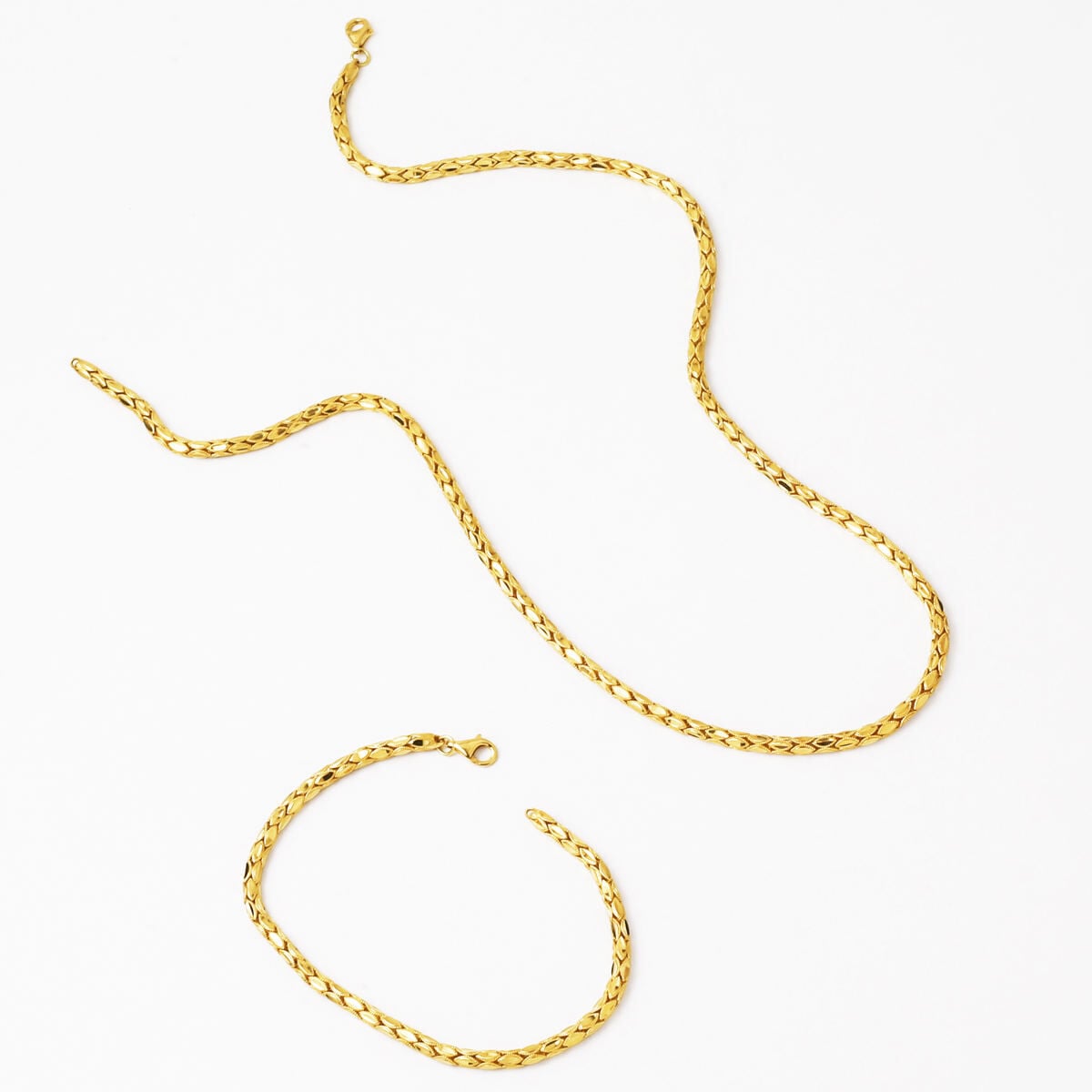 14K Yellow Gold Hittite Italian Chain Jewelry Set