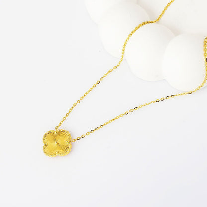 14K Yellow Gold Clover Large Necklace