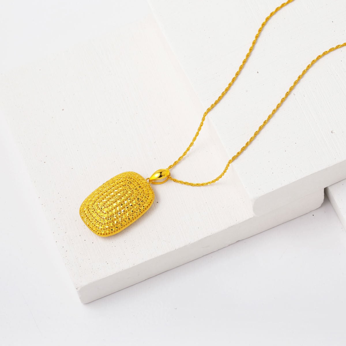 14K Yellow Gold Square-Cut Pendant