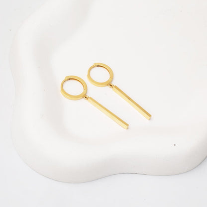 14K Yellow Gold Dangle Bar Earrings