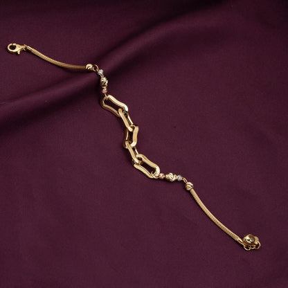 14K Yellow Gold Hoop Woven Link Chain Bracelet