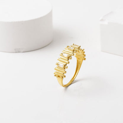 14K Yellow Gold Rhythm Cubic Zirconia Ring