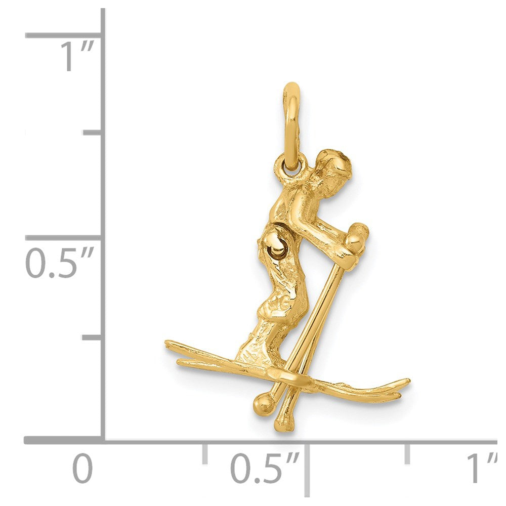 14k Yellow Gold 14K 3D Moveable Snow Skier Charm