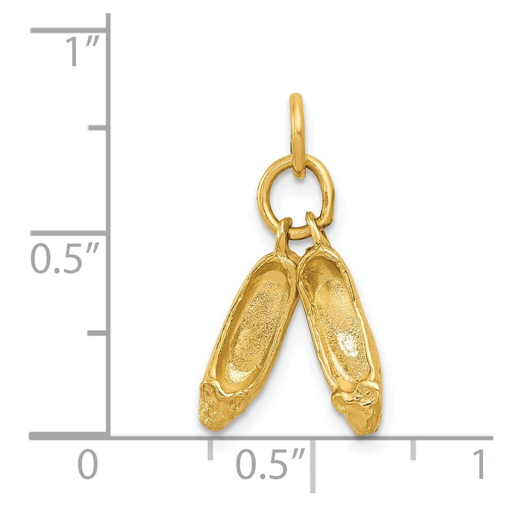 14K Yellow Gold 3D Ballet Slippers Charm
