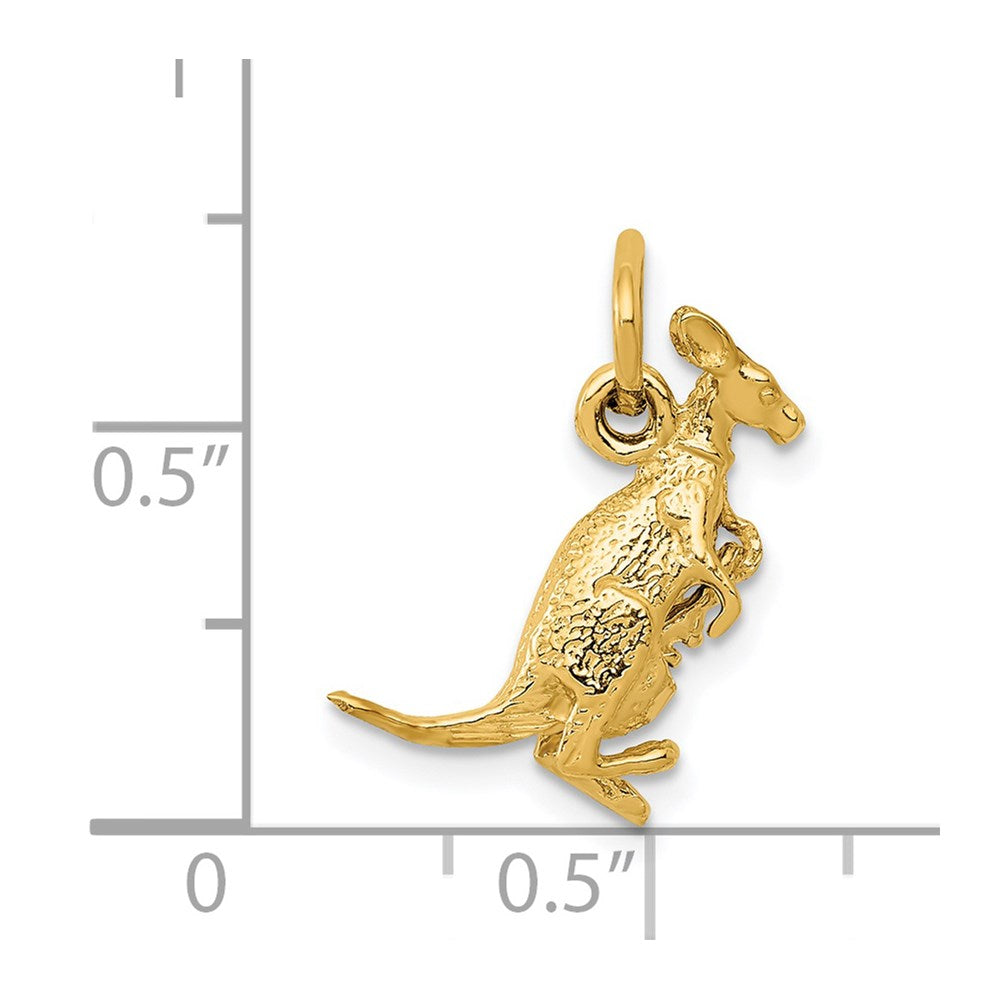 14k Yellow Gold 14k 3D Kangaroo with Joey Charm