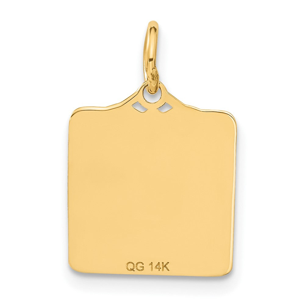 14K Yellow Gold Enameled Blue Engravable Birth Certificate Charm