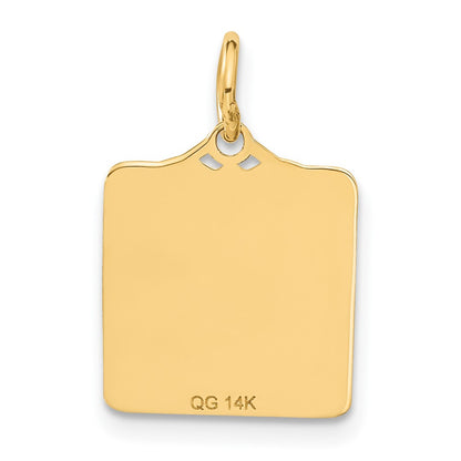 14K Yellow Gold Enameled Blue Engravable Birth Certificate Charm