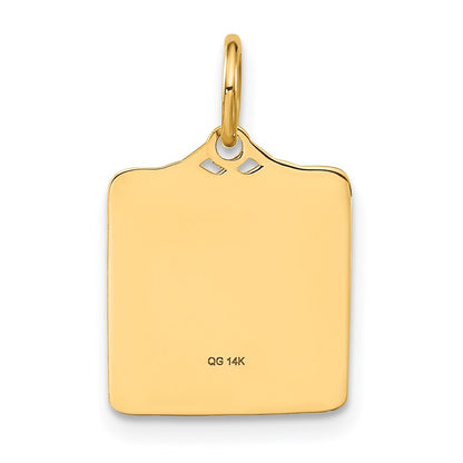 14K Yellow Gold Enameled Pink Engravable Birth Certificate Charm