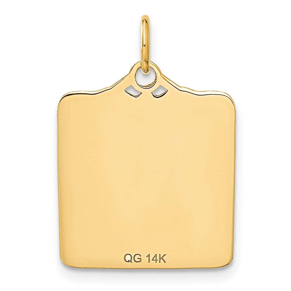 14K Yellow Gold Enameled Blue Engravable Birth Certificate Charm