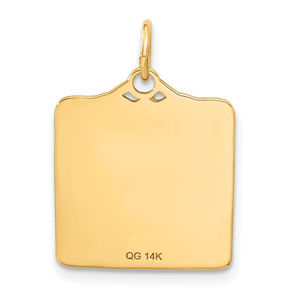 14K Yellow Gold Enameled Pink Engravable Birth Certificate Charm