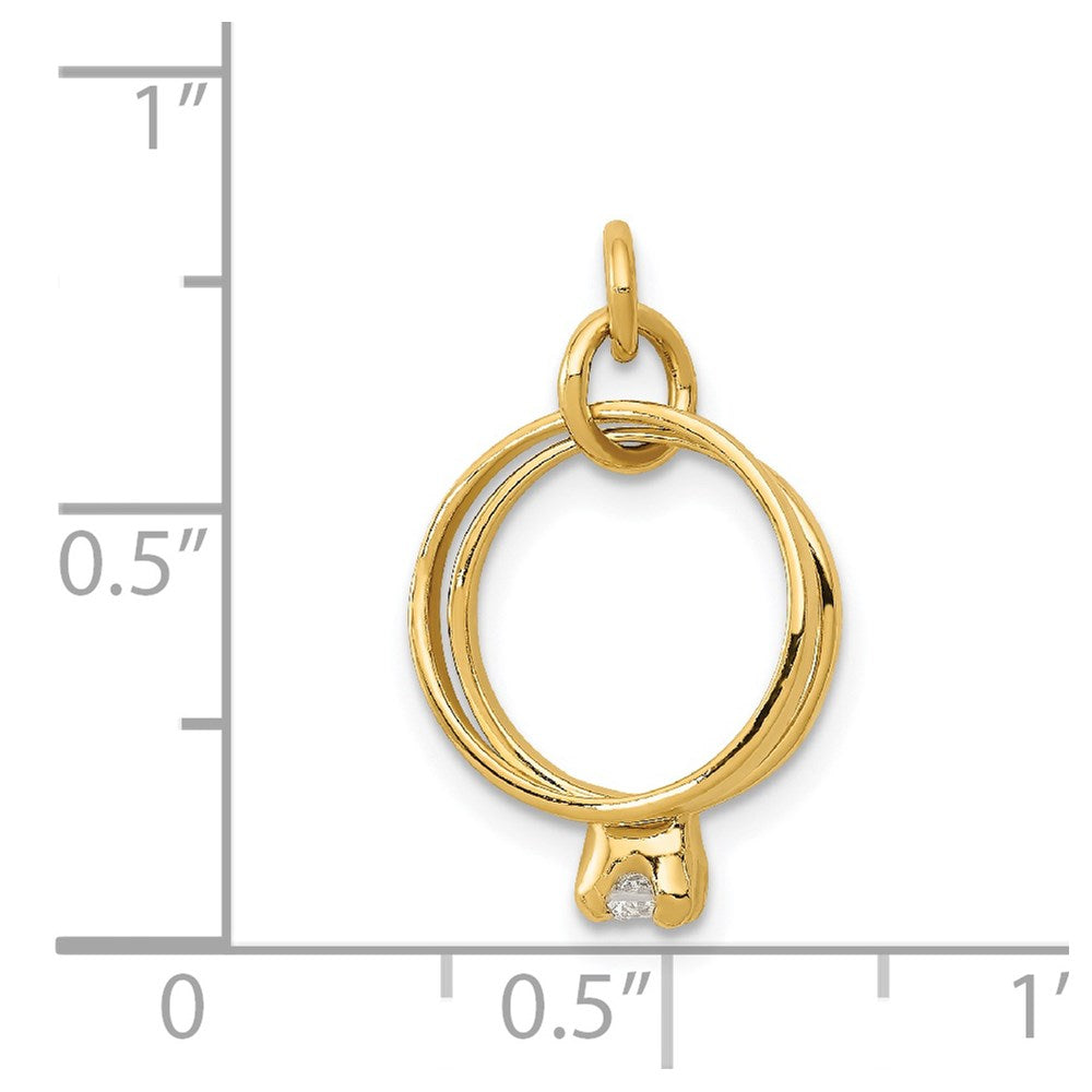 14k Yellow Gold 14k 3D Wedding Rings CZ Charm
