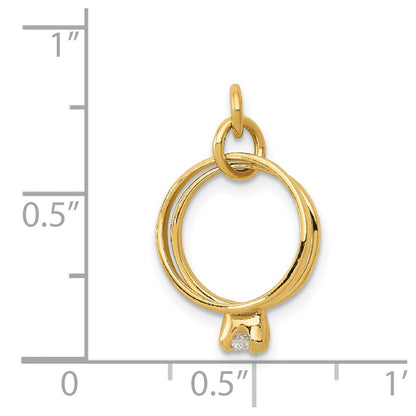 14k Yellow Gold 14k 3D Wedding Rings CZ Charm
