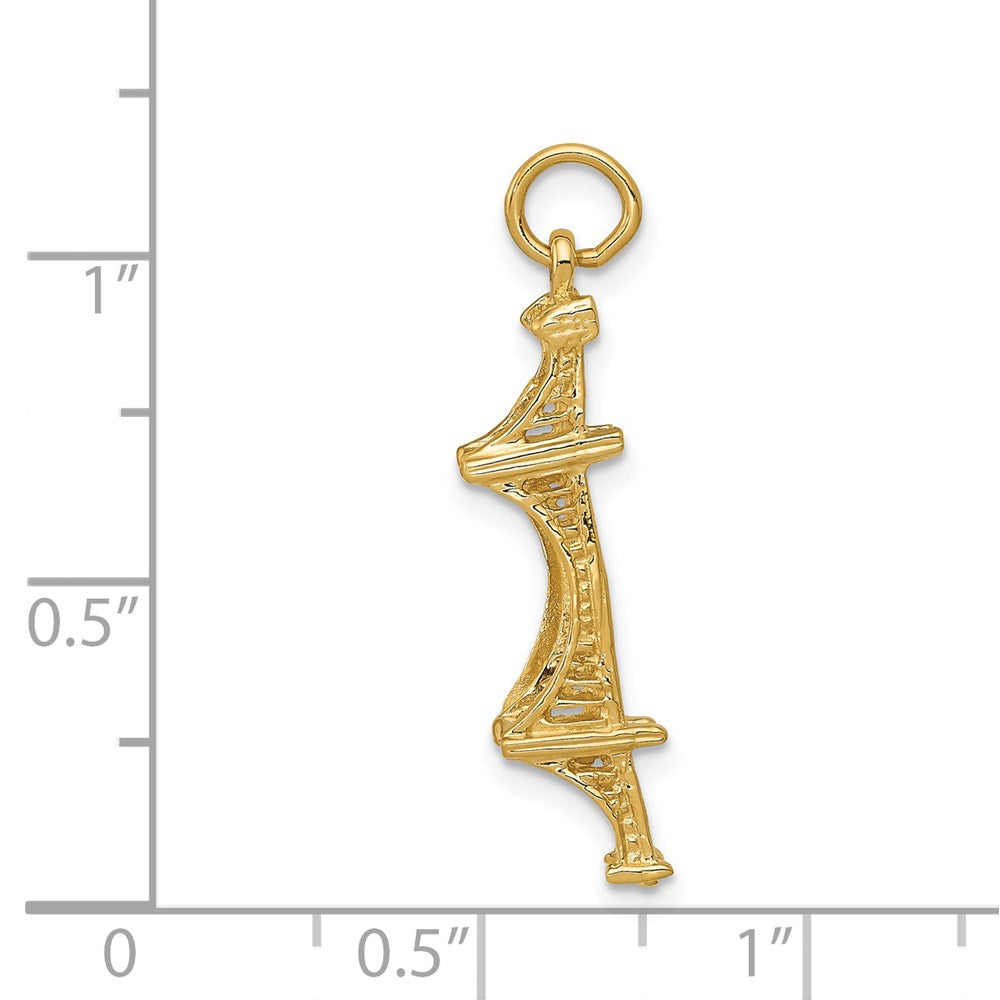 14K Yellow Gold 3D Golden Gate Bridge Charm