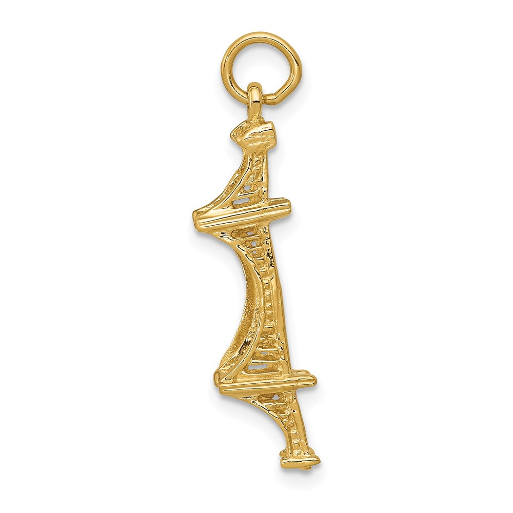 14K Yellow Gold 3D Golden Gate Bridge Charm