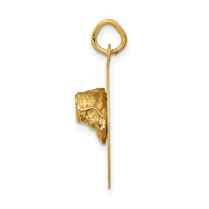 14K Yellow Gold Small Solid Engravable Baby Shoes on Disc Charm