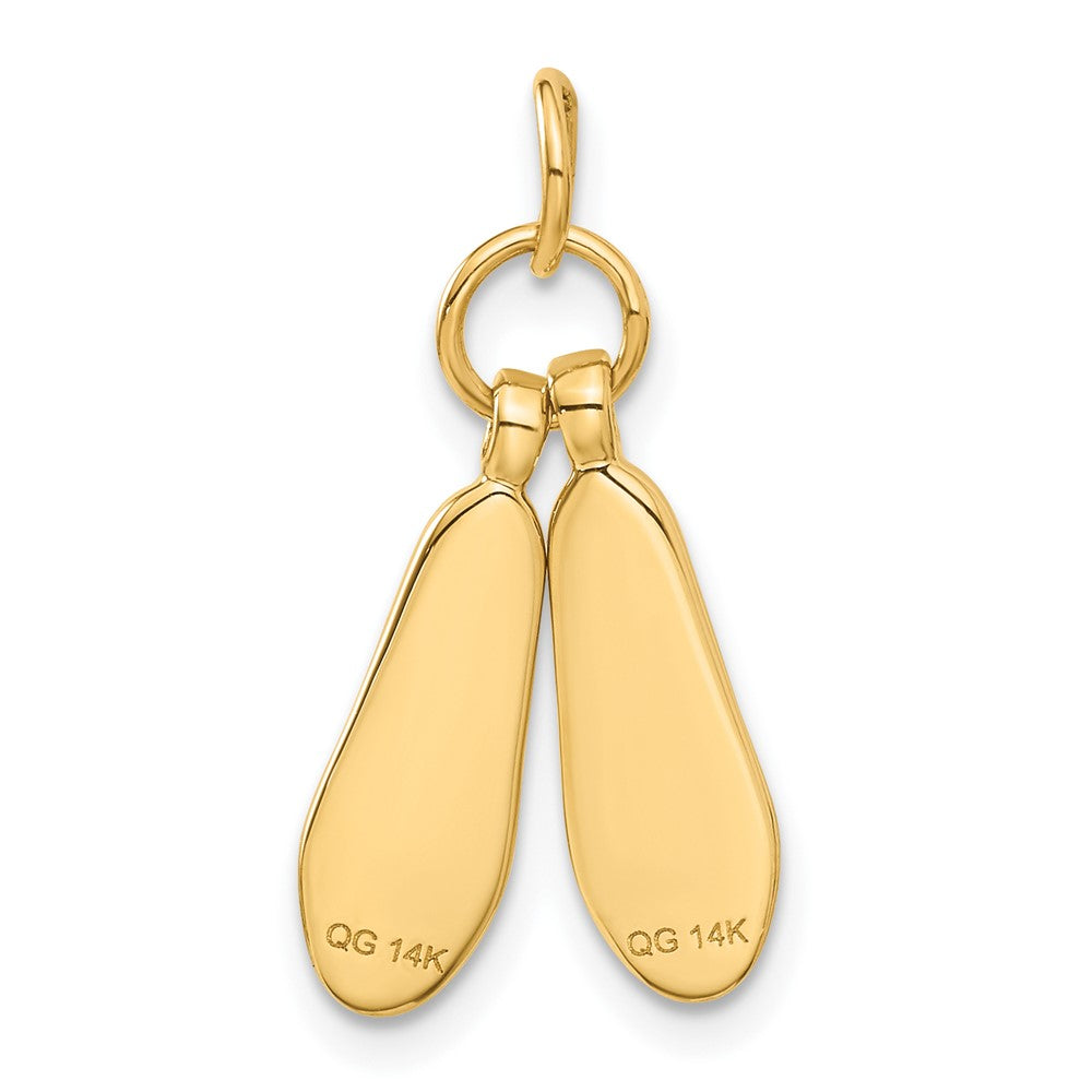 14K Yellow Gold 3D Ballet Slippers Charm