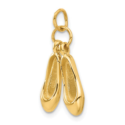14K Yellow Gold 3D Ballet Slippers Charm