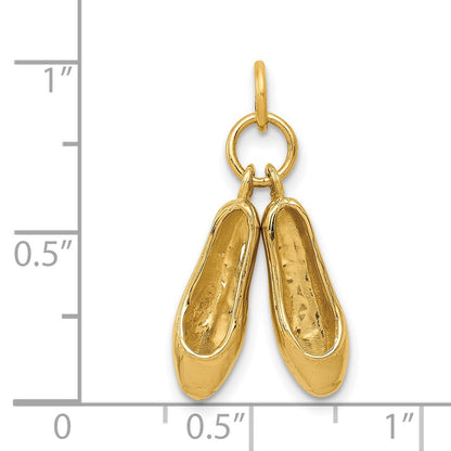 14K Yellow Gold 3D Ballet Slippers Charm