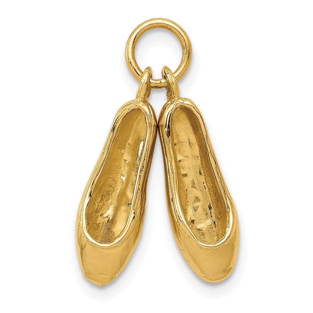 14K Yellow Gold 3D Ballet Slippers Charm