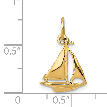 14k Yellow Gold 14K  3D Sailboat Charm