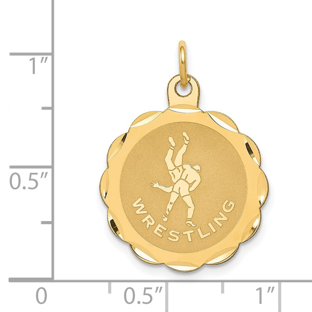 14k Yellow Gold 14k Wrestling Scalloped Edge Disc Charm