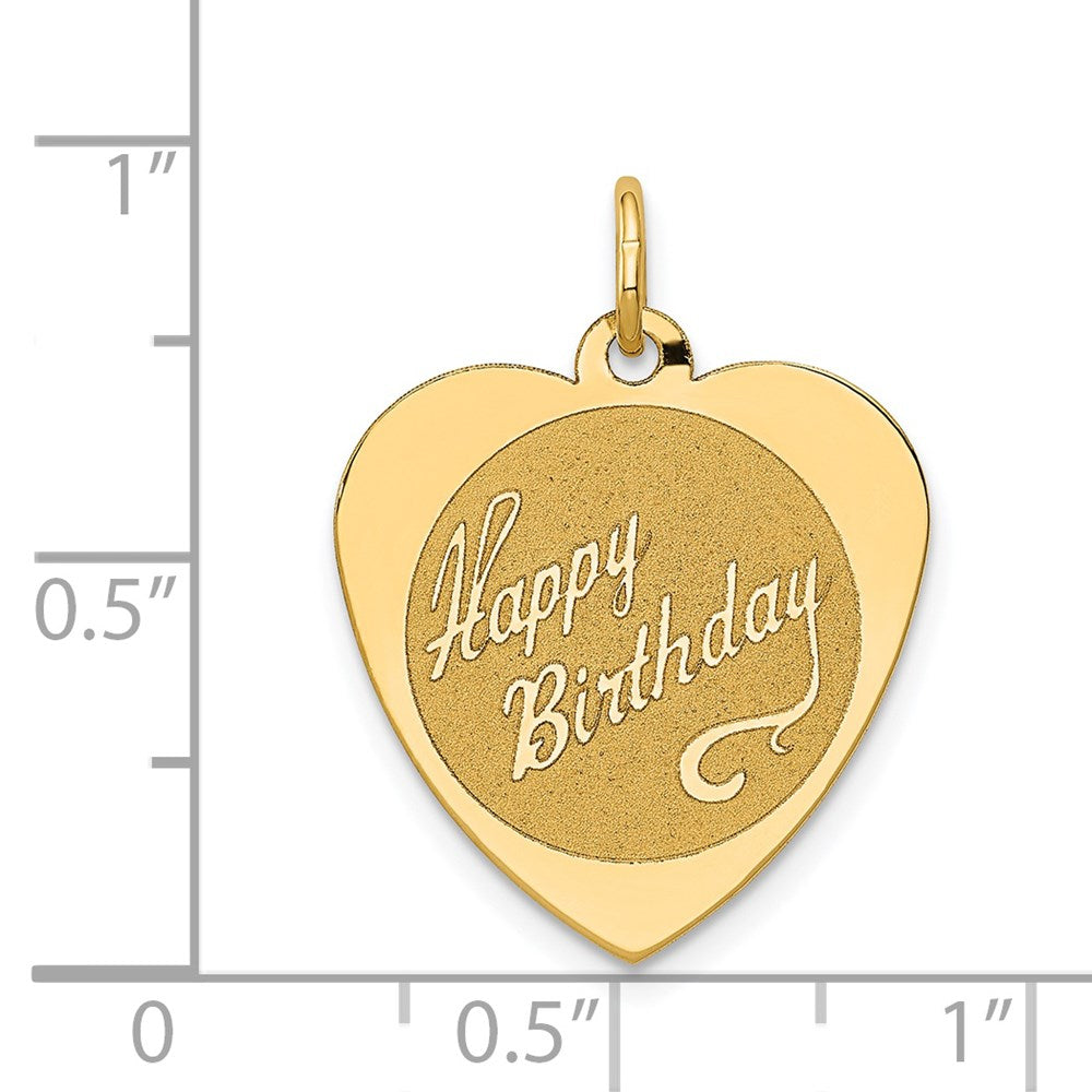 14K Yellow Gold Happy Birthday Heart Disc Charm