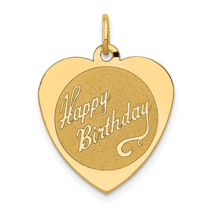 14k Yellow Gold 14k HAPPY BIRTHDAY Heart Disc Charm