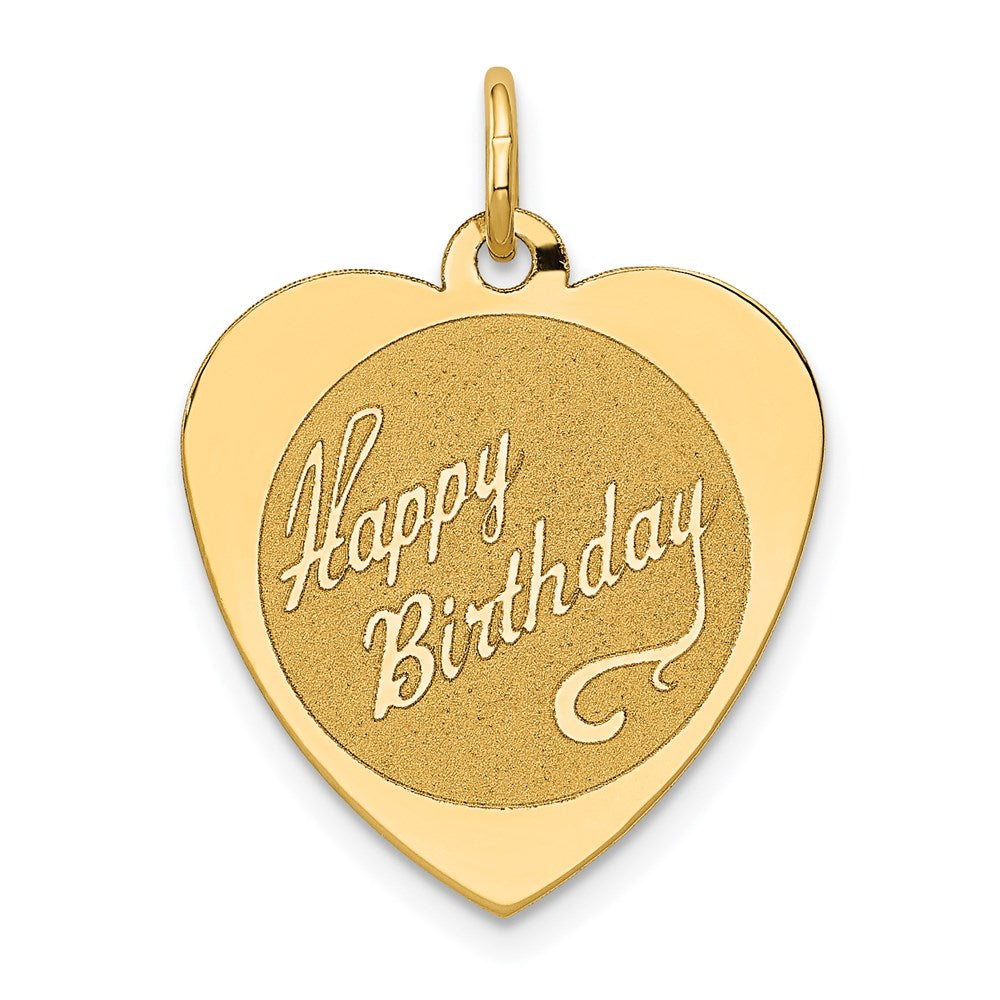 14K Yellow Gold Happy Birthday Heart Disc Charm