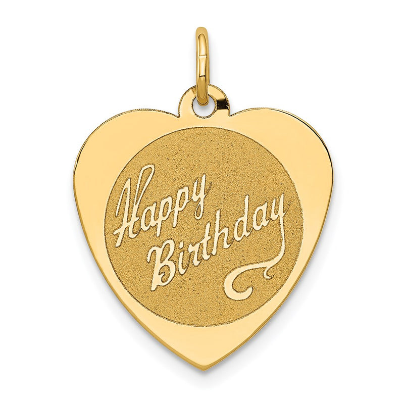 14K Yellow Gold Happy Birthday Heart Disc Charm