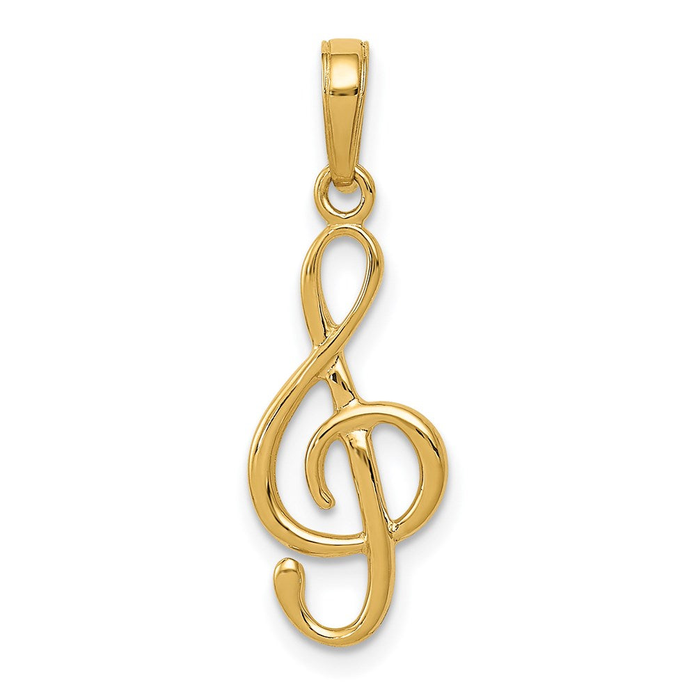14k Yellow Gold 14K 3-D Clef Treble Clef Pendant