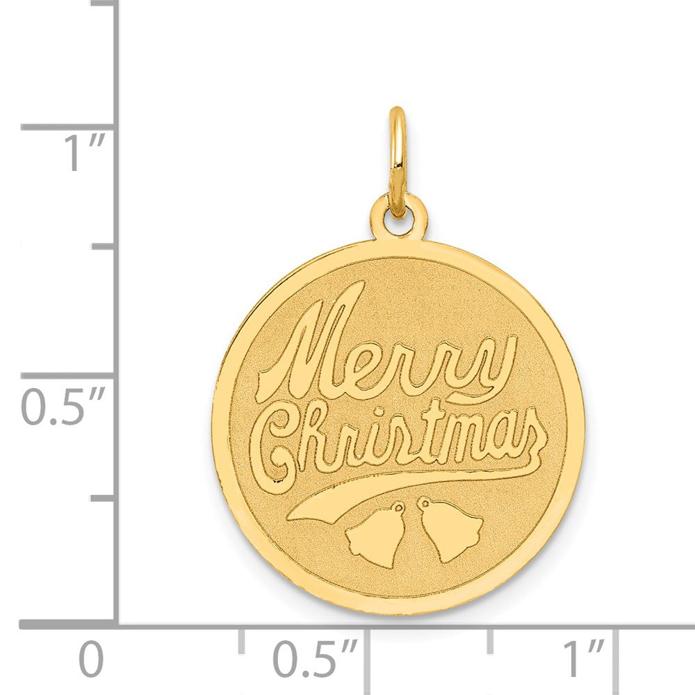 14K Yellow Gold Merry Christmas Disc Charm