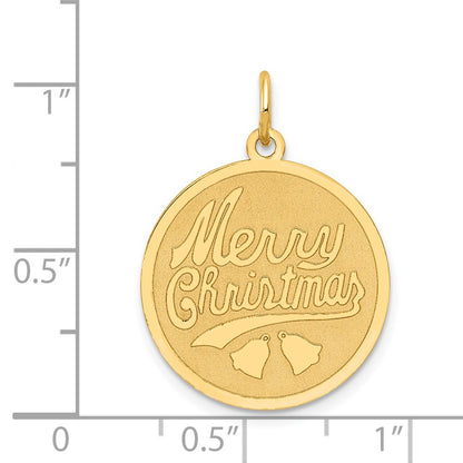 14K Yellow Gold Merry Christmas Disc Charm
