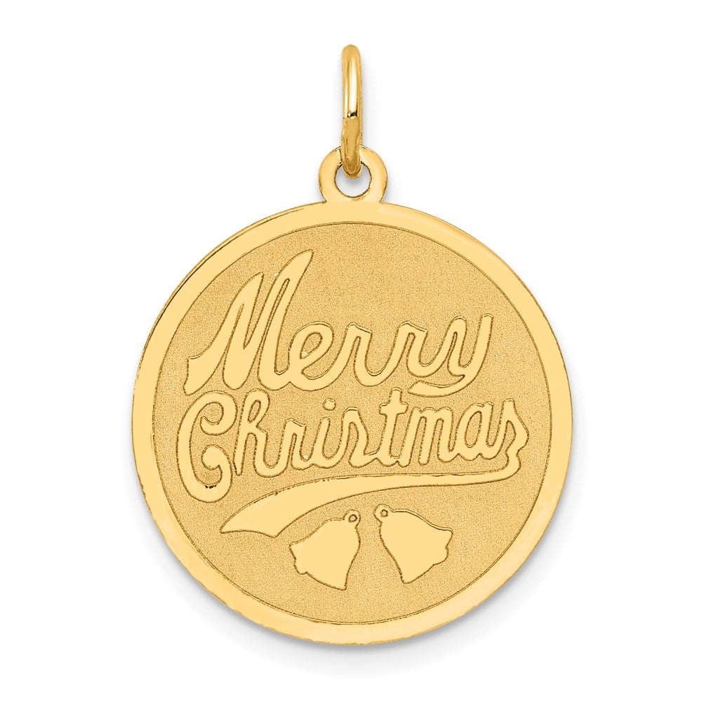 14K Yellow Gold Merry Christmas Disc Charm