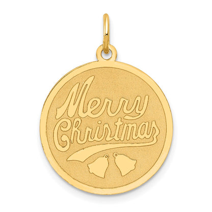 14K Yellow Gold Merry Christmas Disc Charm